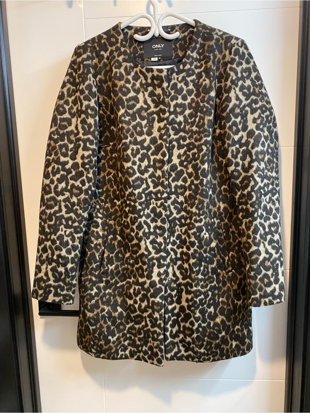 ONLY Leopard-Print Trench Coat in Brown and Black